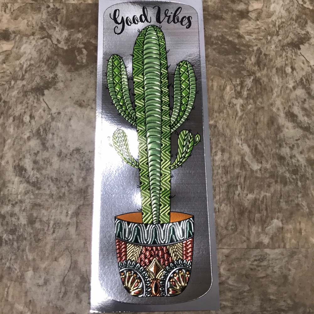 GOOD VIBES - Shiny Metallic CACTUS Bedroom Sticker